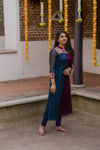 Aadhirai Wine with Teal Blue (Kurti only)