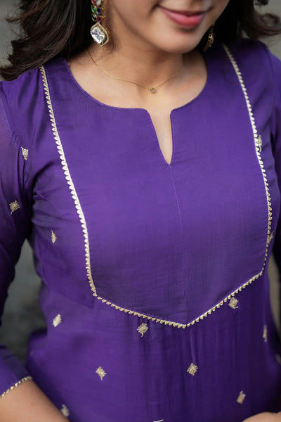 Meera Violet Kurti Set (Set of 2)