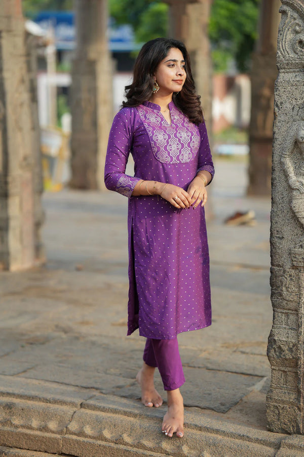 Pravya Wine Kurti Set (Set of 2)