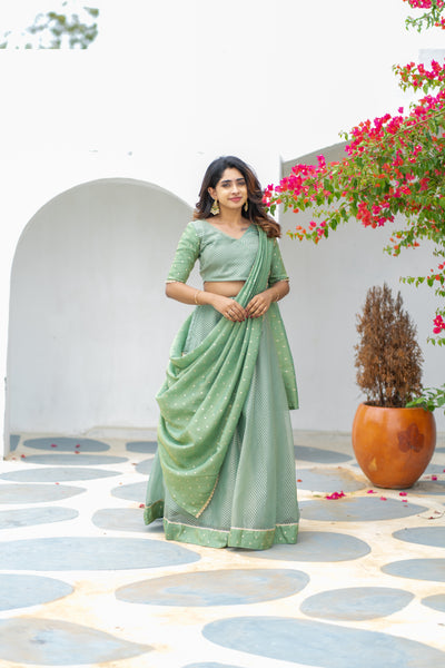 Anupama Mint Green Crop top & Skirt