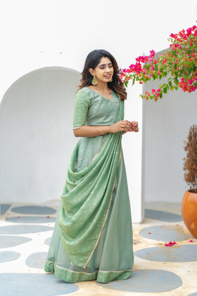 Anupama Mint Green Crop top & Skirt