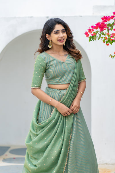 Anupama Mint Green Crop top & Skirt
