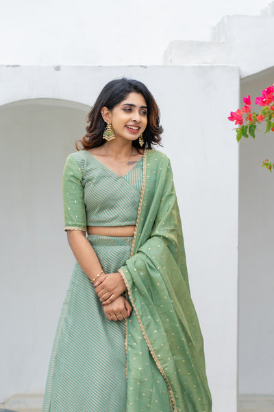 Anupama Mint Green Crop top & Skirt
