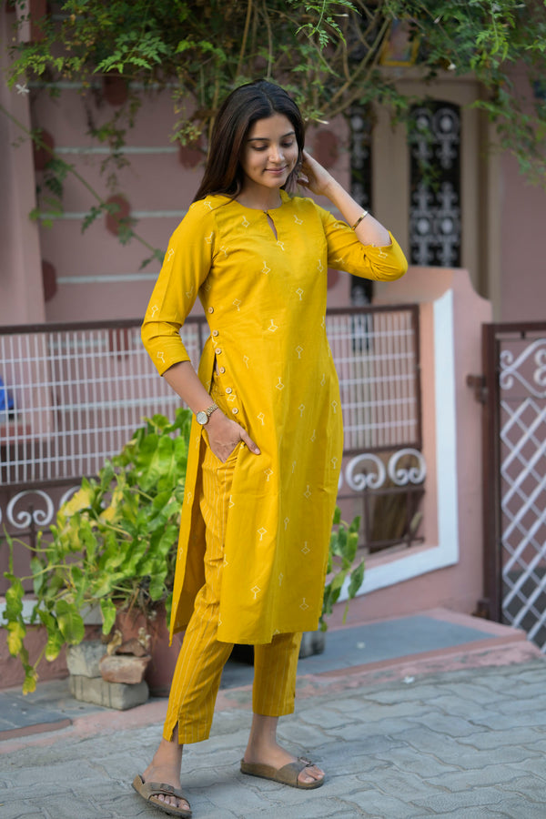 Pranjal Mustard Kurta Set