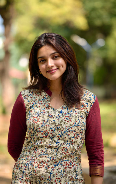 Hamsika White & Maroon