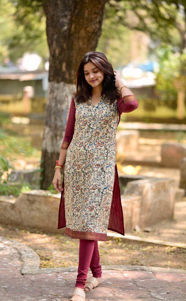 Hamsika White & Maroon