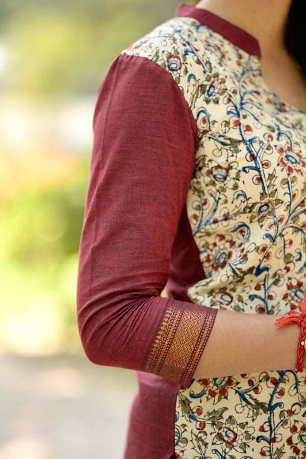 Hamsika White & Maroon