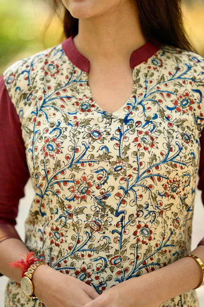 Hamsika White & Maroon