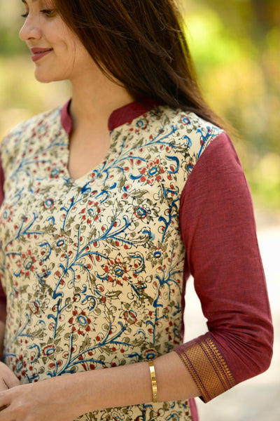 Hamsika White & Maroon