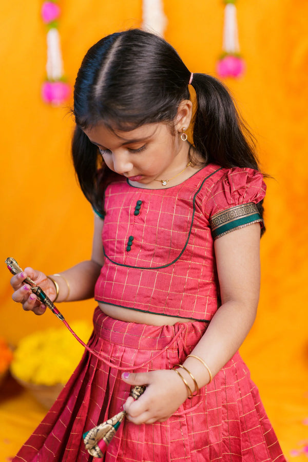 Bhavya Red Lehenga Mini (Set of 2)