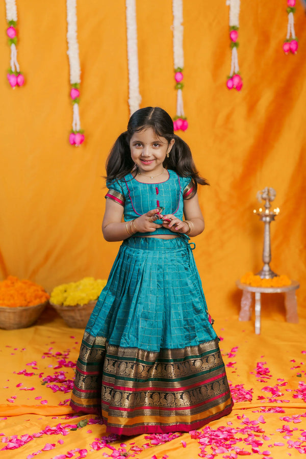 Bhavya Teal Blue Lehenga Mini (Set of 2)