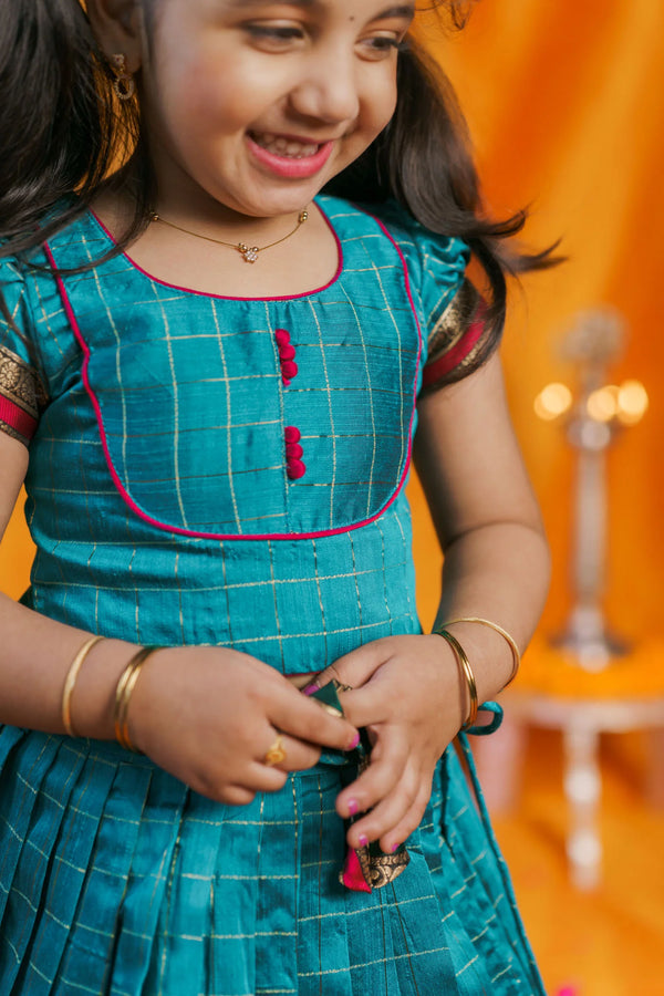 Bhavya Teal Blue Lehenga Mini (Set of 2)