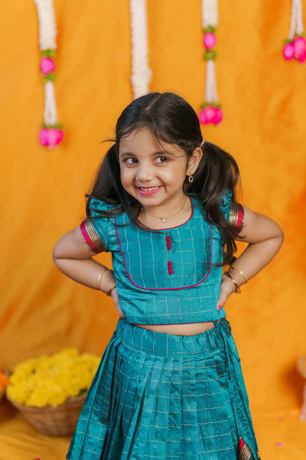 Bhavya Teal Blue Lehenga Mini (Set of 2)