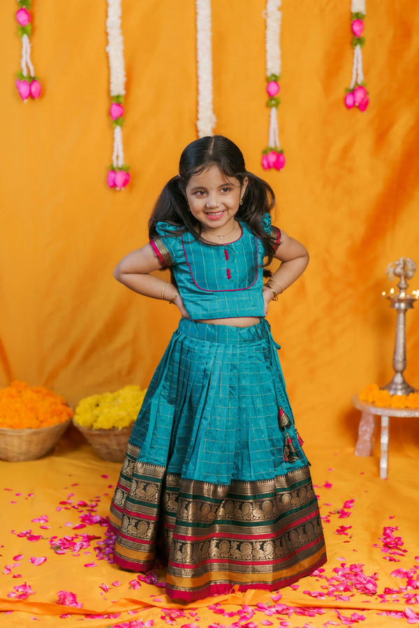 Bhavya Teal Blue Lehenga Mini (Set of 2)