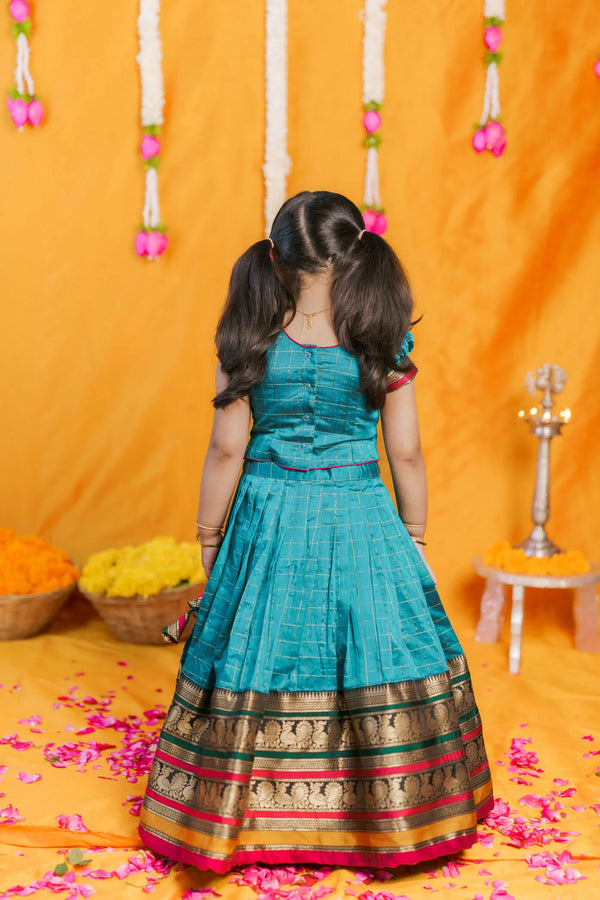 Bhavya Teal Blue Lehenga Mini (Set of 2)