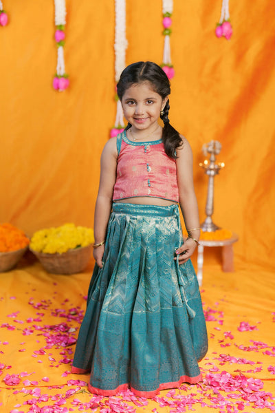 Aaradhya Pink with Blue Lehenga Mini (Set of 2)