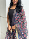 Dharvi Black With Blue Patola Printed Chanderi Dupatta