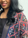 Dharvi Black With Blue Patola Printed Chanderi Dupatta