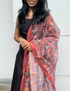 Dharvi Black With Maroon Patola Printed Chanderi Dupatta