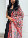 Dharvi Black With Maroon Patola Printed Chanderi Dupatta