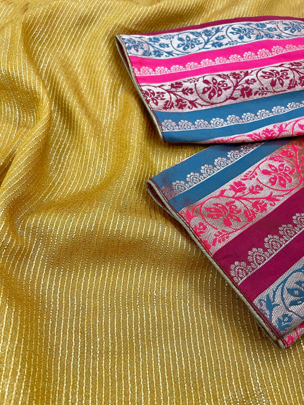 Dharshini Rani Pink Multicolour Banarasi Brocade blouse