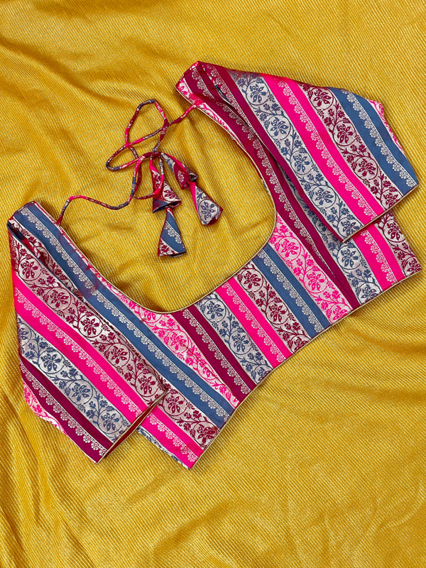 Dharshini Rani Pink Multicolour Banarasi Brocade blouse