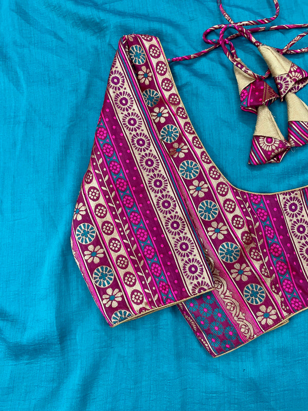 Pratiksha Magenta Brocade Blue
