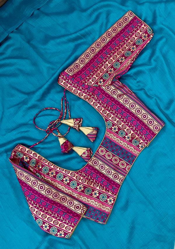Pratiksha Magenta Brocade Blue